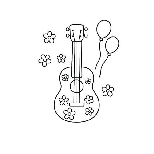 Tranh tô màu cây đàn cho bé sáng tạo âm nhạc 2025