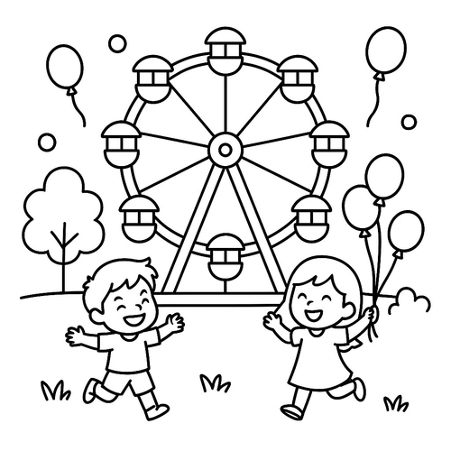 Tranh rỗng tô màu đu quay cho bé đẹp nhất 2025 – Tải PDF