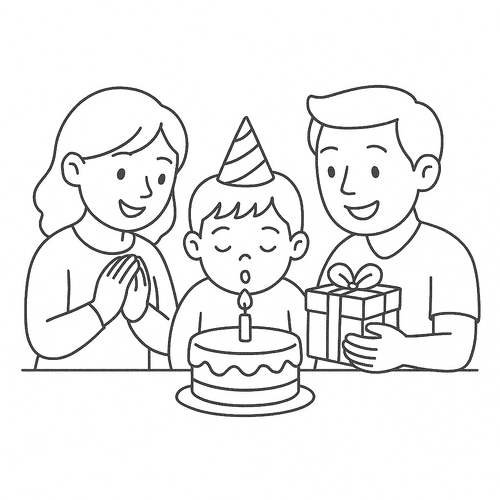 Tranh tô màu chúc mừng sinh nhật cho bé 2025 tải miễn phí