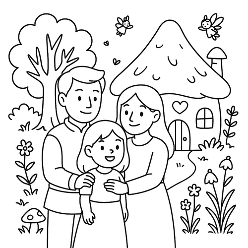 Tranh tô màu gia đình ít con cho bé ý nghĩa 2025