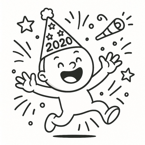 Tranh tô màu Happy New Year 2020 cho bé sáng tạo 2025