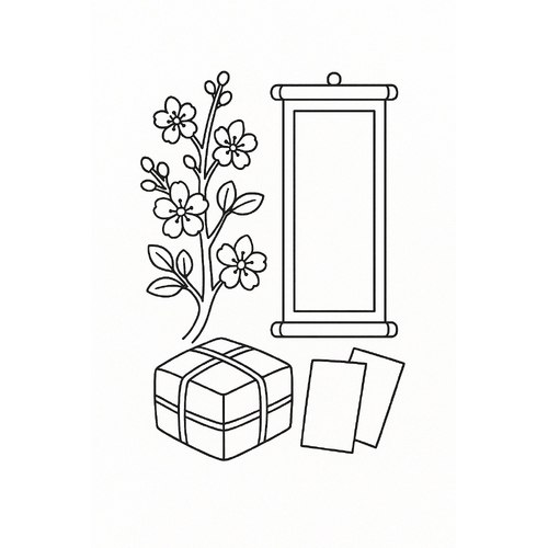 Tranh tô màu hoa mai ngày Tết cho bé sáng tạo 2025