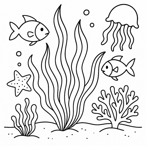 Tranh tô màu rong biển cho bé sáng tạo 2025