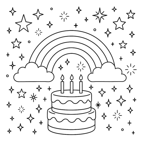 Tranh tô màu chúc mừng sinh nhật cho bé 2025 tải miễn phí