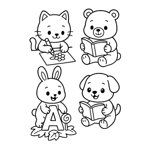 Hình thú cho bé tập tô màu dễ thương 2025 –