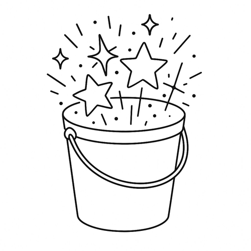 Tranh tô màu cái xô cho bé dễ thương và sáng tạo 2025