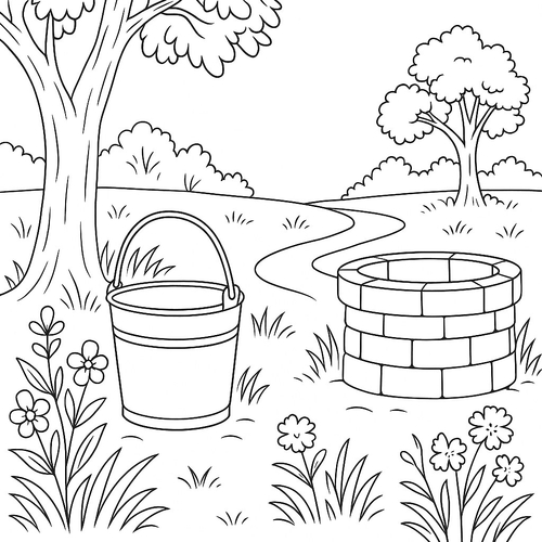 Tranh tô màu cái xô cho bé dễ thương và sáng tạo 2025