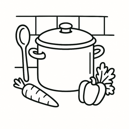 Tô màu cái nồi cho bé sáng tạo vui học 2025