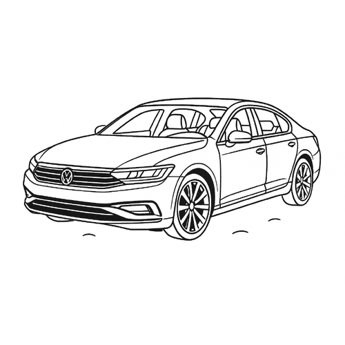 Xe ô tô 4 chỗ màu trắng cho bé tập tô sáng tạo 2025