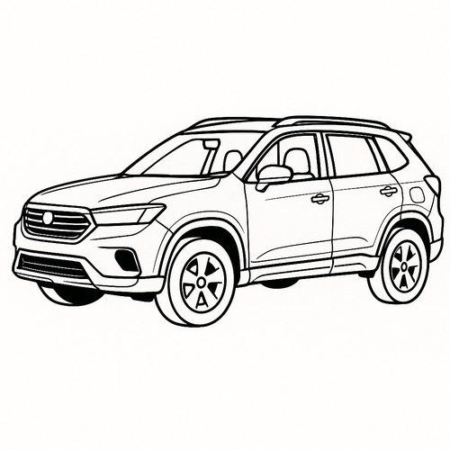 Xe ô tô 4 chỗ màu trắng cho bé tập tô sáng tạo 2025