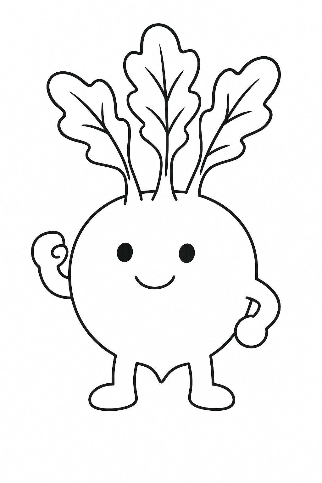 Tranh tô màu củ su hào cho bé dễ thương 2025