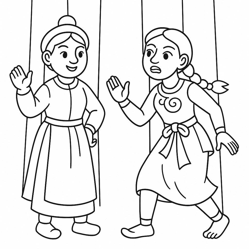 Tranh tô màu Tấm Cám cho bé 2025 – Hình tô màu PDF