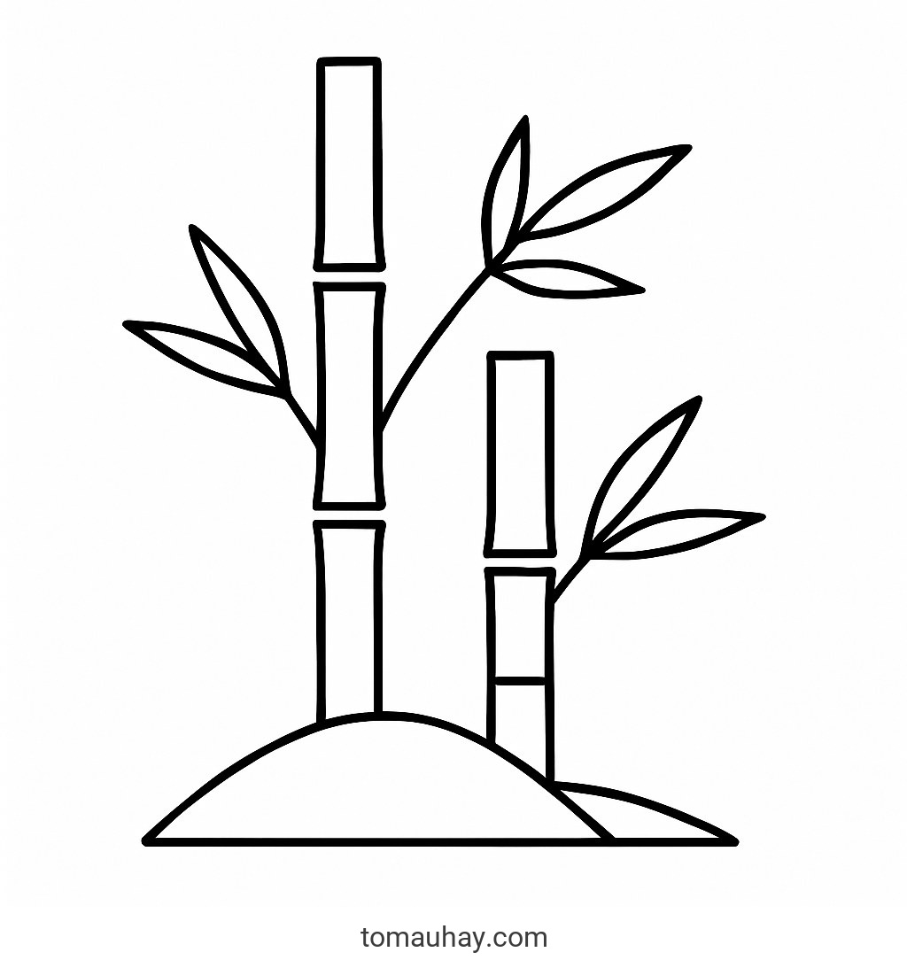 Tranh tô màu cây tre cho bé đẹp nhất 2026 dễ tải - Tranh tô màu hiện đại tối giản