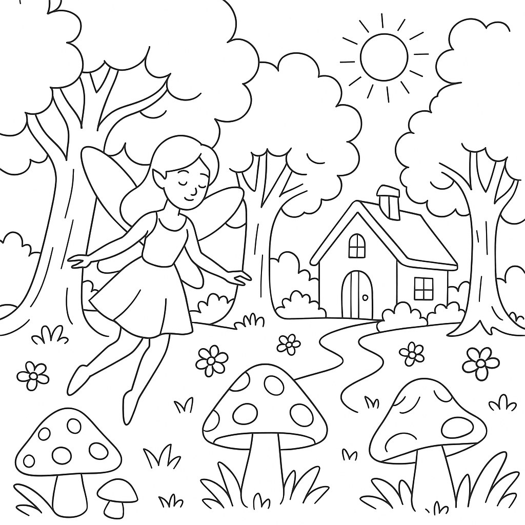 Tranh tô màu khu rừng cổ tích