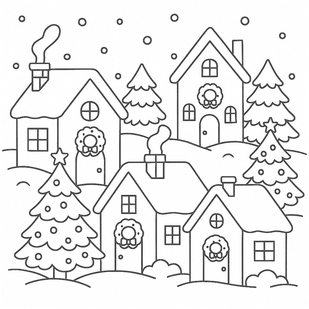 Tranh tô màu ngôi nhà Noel làng Giáng Sinh