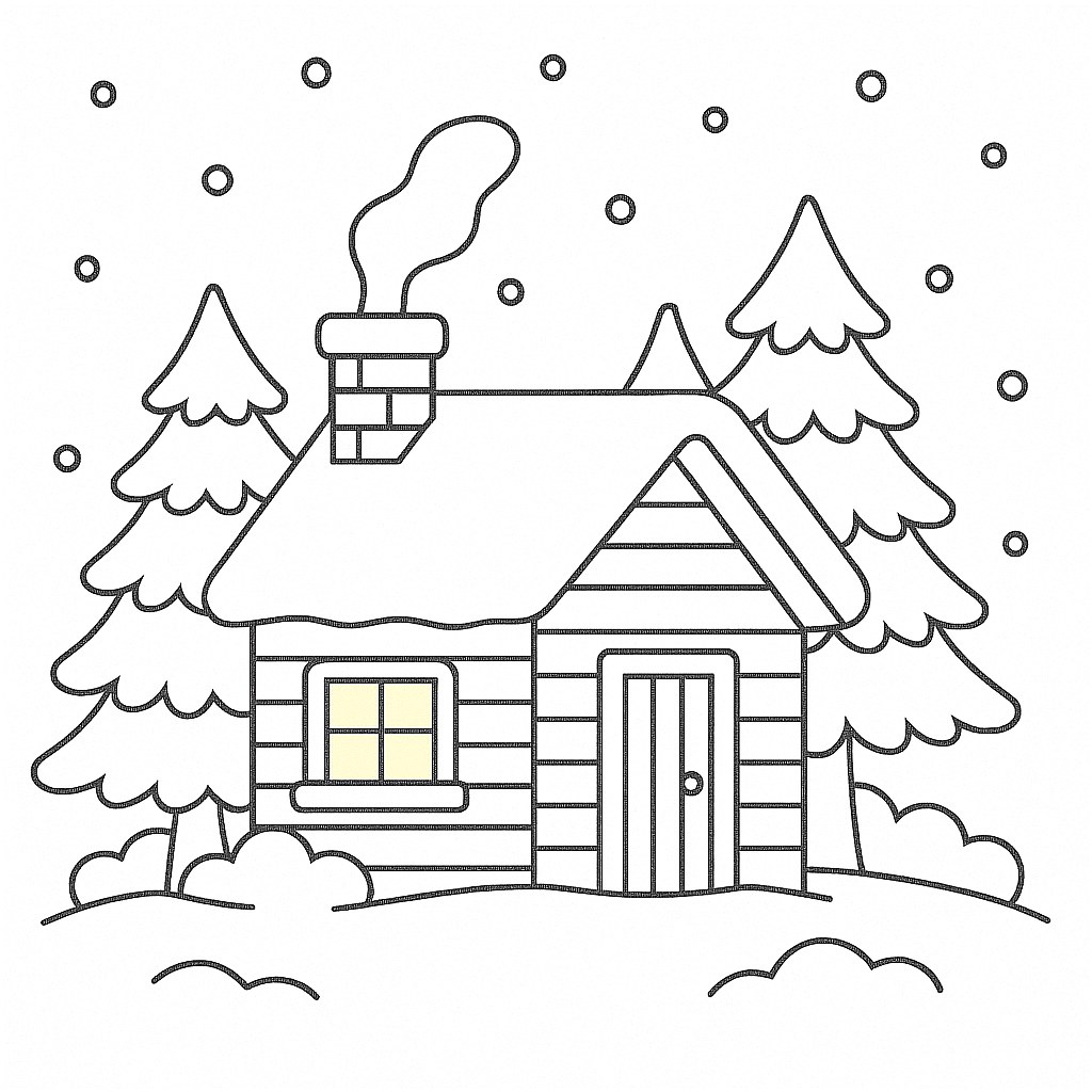 Tranh tô màu ngôi nhà Noel phong cách Bắc Âu