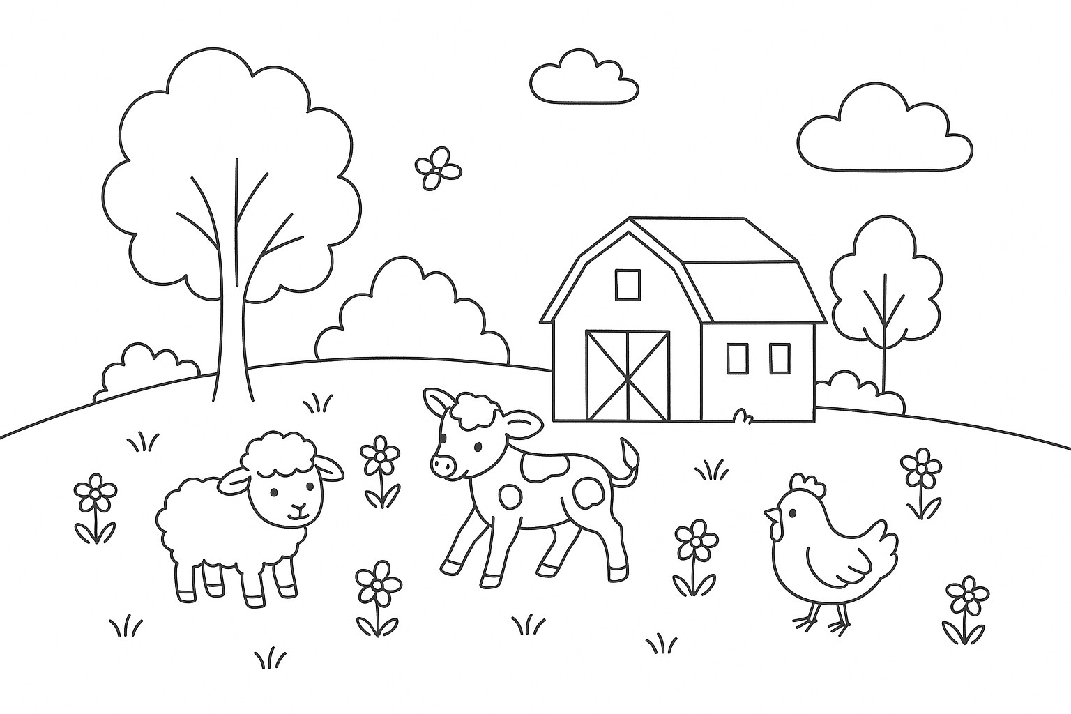 Tranh tô màu nông trại cho bé đẹp nhất 2025
