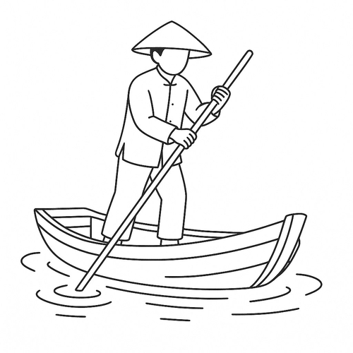 Tranh tô màu người lái đò cho bé đẹp nhất 2025