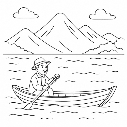 Tranh tô màu người lái đò cho bé đẹp nhất 2025