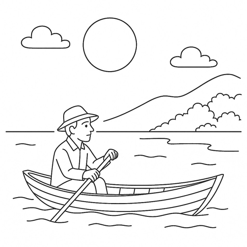 Tranh tô màu người lái đò cho bé đẹp nhất 2025