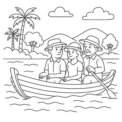 Tranh tô màu người lái đò cho bé đẹp nhất 2025