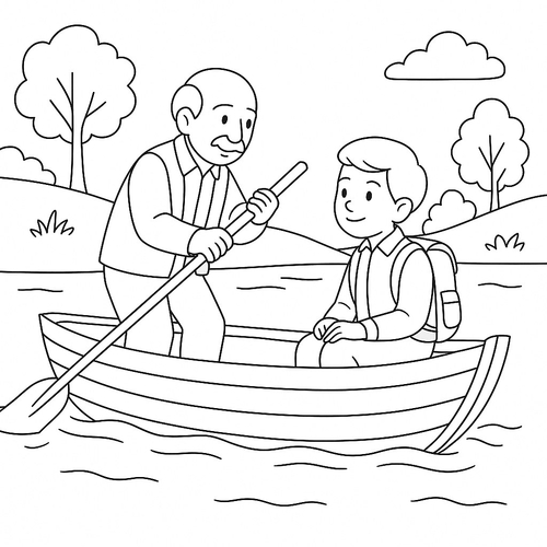 Tranh tô màu người lái đò cho bé đẹp nhất 2025