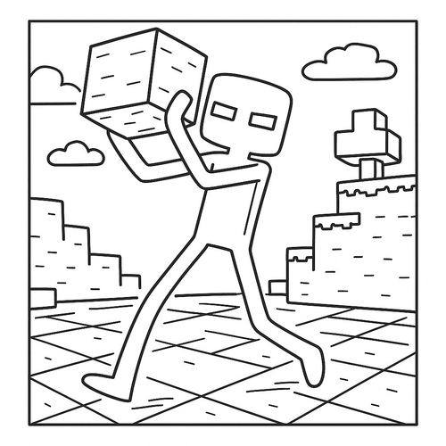 Tranh tô màu Minecraft Enderman cho bé sáng tạo 2025