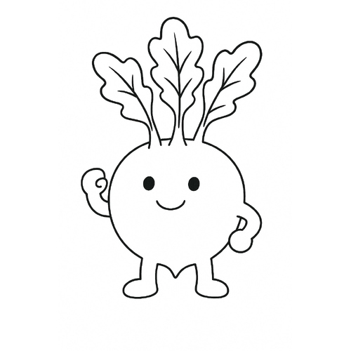 Tranh tô màu củ su hào cho bé dễ thương 2025