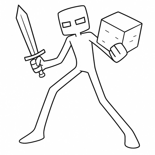 Tranh tô màu Minecraft Enderman cho bé sáng tạo 2025