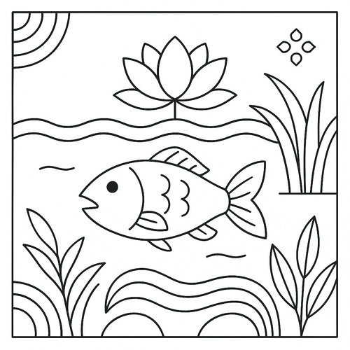 Tranh tô màu ao cá cho bé sáng tạo học vui 2025