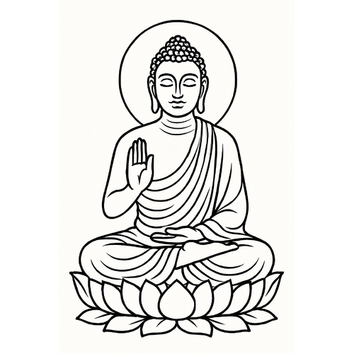 Tranh tô màu Phật giáo cho bé 2025 – Hình tô màu PDF đẹp