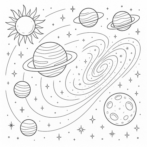 Tranh tô màu hệ mặt trời cho bé sáng tạo vui học 2025