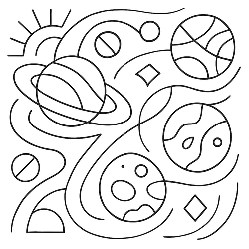 Tranh tô màu hệ mặt trời cho bé sáng tạo vui học 2025