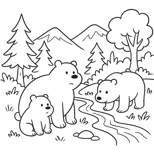 Tranh tô màu ba chú gấu cho bé dễ thương nhất 2025