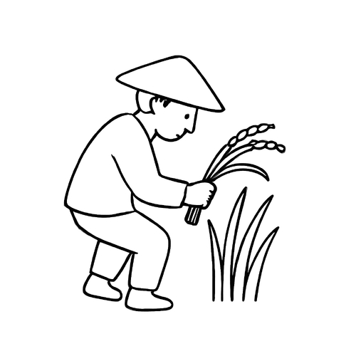 Tranh tô màu bác nông dân gặt lúa cho bé đẹp nhất 2025