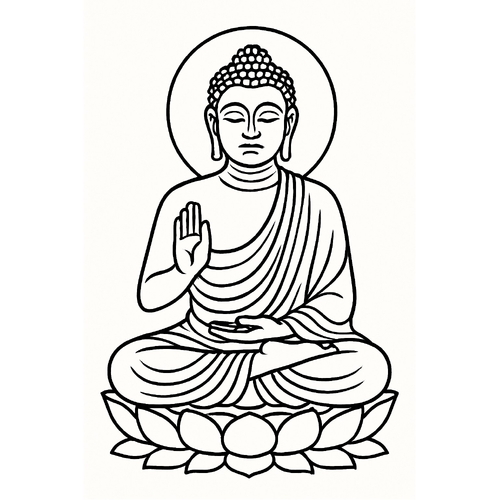 Tranh tô màu Phật giáo cho bé 2025 – Hình tô màu PDF đẹp