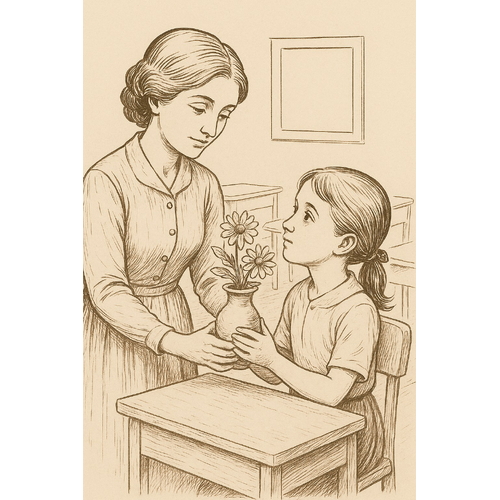 Tranh tô màu bé tặng hoa cô giáo cho bé đẹp nhất 2025