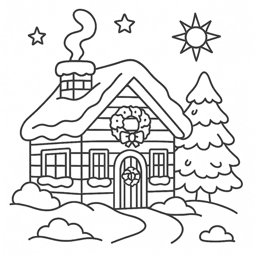 Tranh tô màu ngôi nhà Noel cho bé đẹp nhất 2025