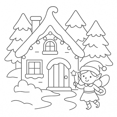 Tranh tô màu ngôi nhà Noel cho bé đẹp nhất 2025