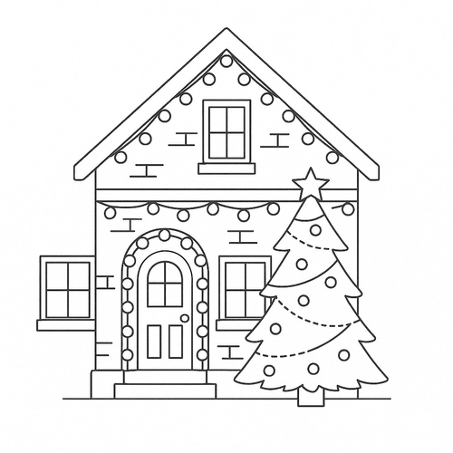 Tranh tô màu ngôi nhà Noel cho bé đẹp nhất 2025