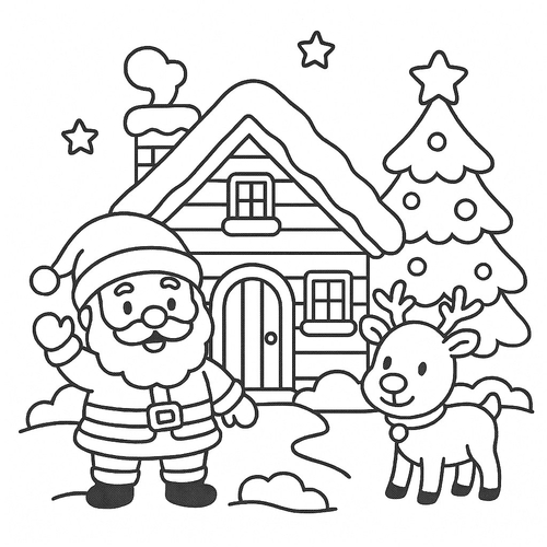 Tranh tô màu ngôi nhà Noel cho bé đẹp nhất 2025