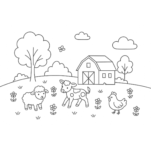 Tranh tô màu nông trại cho bé đẹp nhất 2025