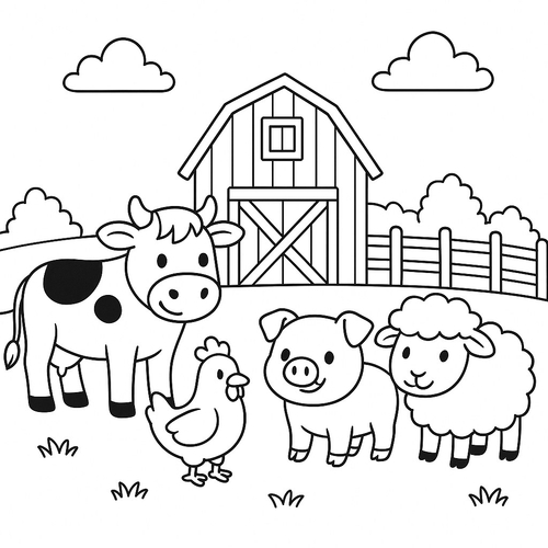 Tranh tô màu nông trại cho bé đẹp nhất 2025