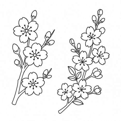 Tranh tô màu hoa mai hoa đào cho bé đẹp nhất 2025