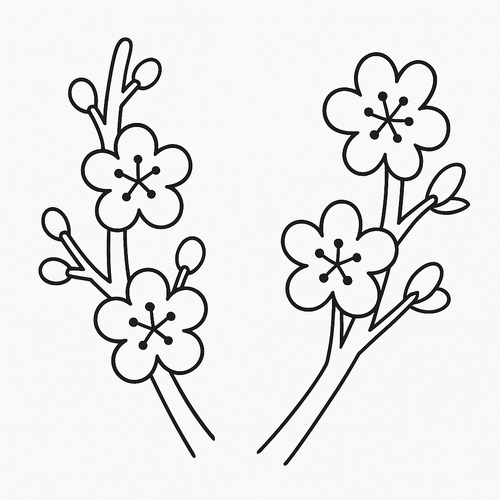 Tranh tô màu hoa mai hoa đào cho bé đẹp nhất 2025