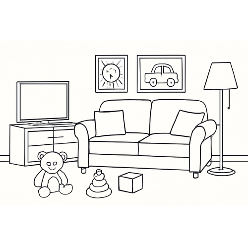 Tranh tô màu phòng khách cho bé đẹp sáng tạo 2025