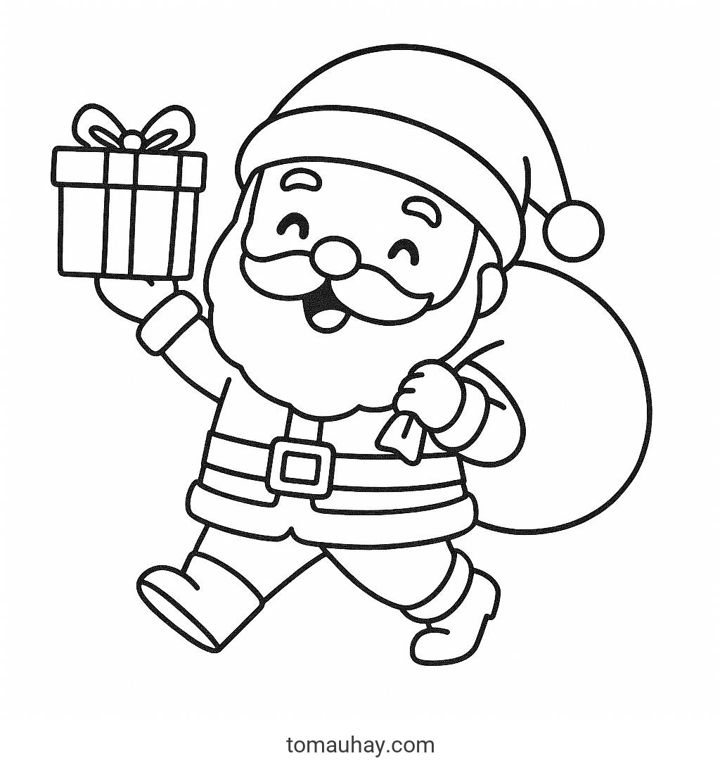 Tranh tô màu ông già Noel lễ Giáng sinh 2026 đáng yêu cho bé - có File download PDF