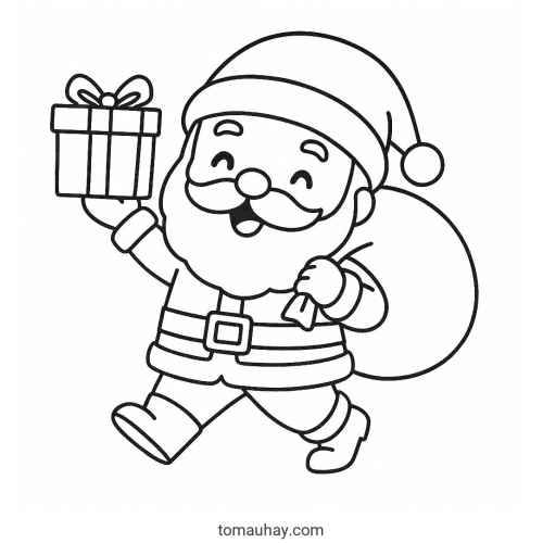 Tranh tô màu ông già Noel lễ Giáng sinh 2026 đáng yêu cho bé - có File download PDF