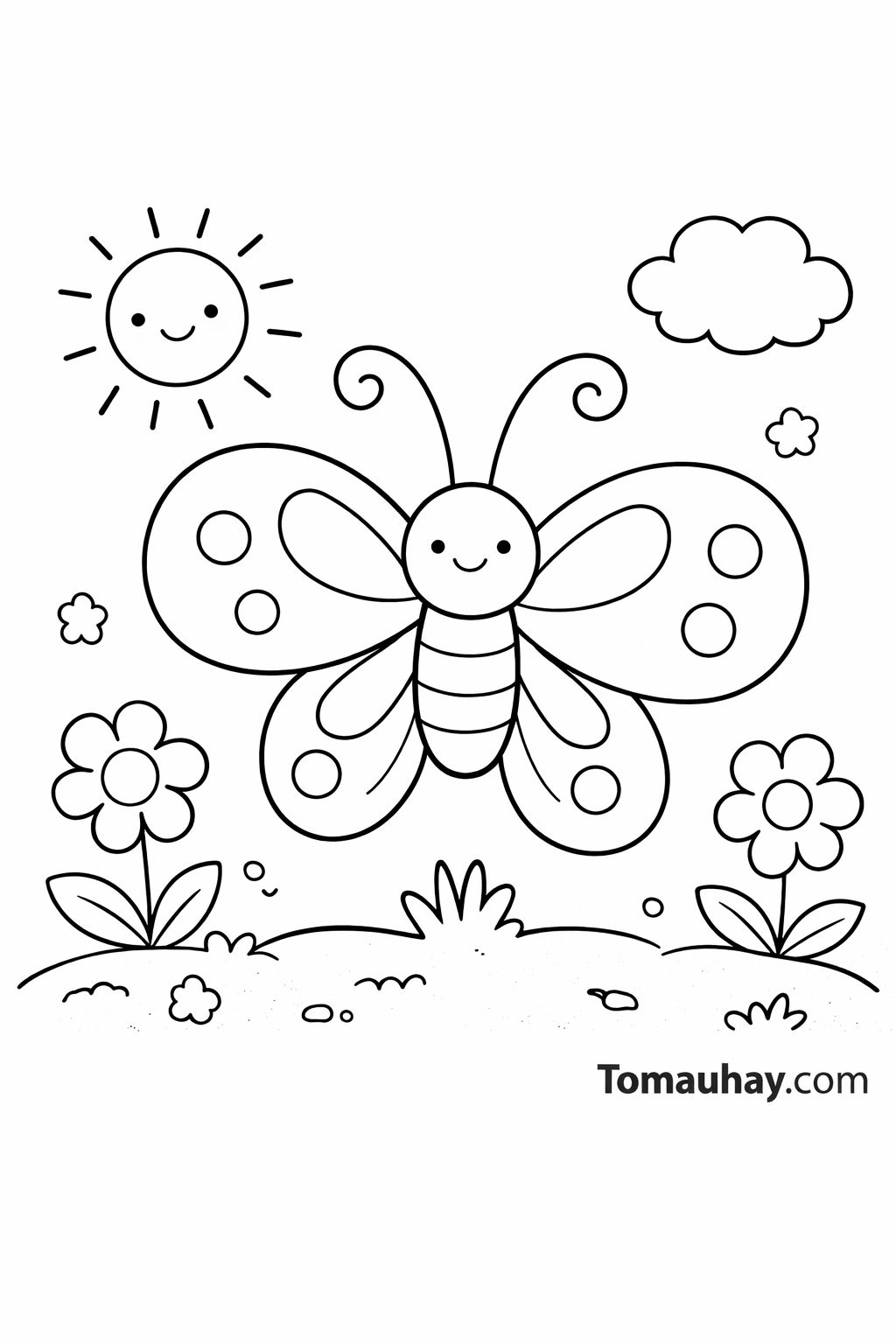 File 24+ Tranh tô màu cho bé 4 5 tuổi sinh động, đơn giản, dễ tô (có file PDF) - Tranh con bướm