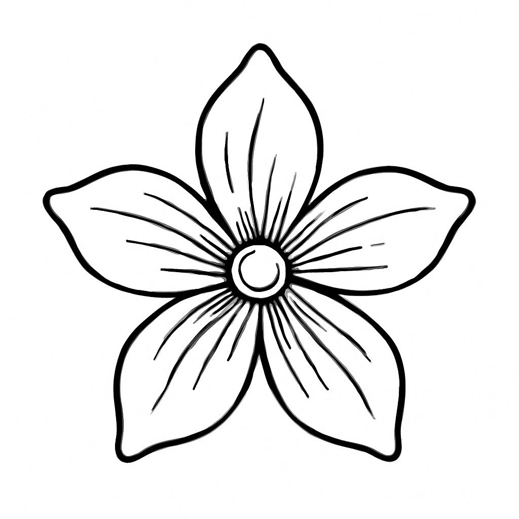 Tranh tô màu bông hoa 5 cánh cho bé – Hình tô màu PDF miễn phí